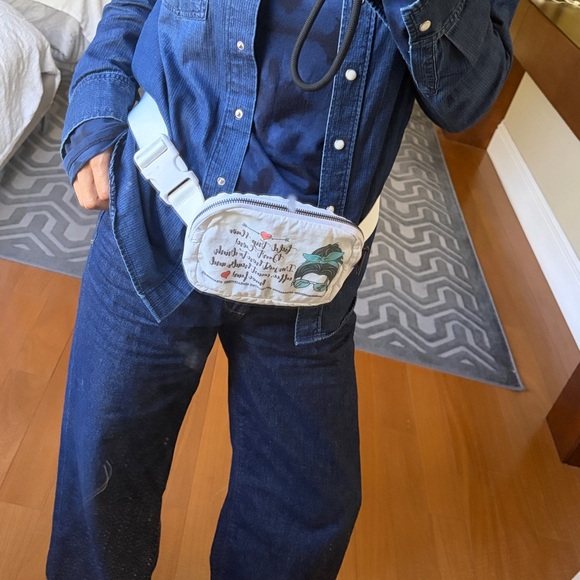 Anthropologie White Crossbody and waist Bag with Graphic Design - Picture 2 of 5